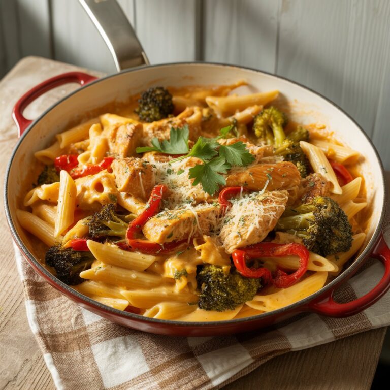 one-pan creamy chicken and veggie pasta