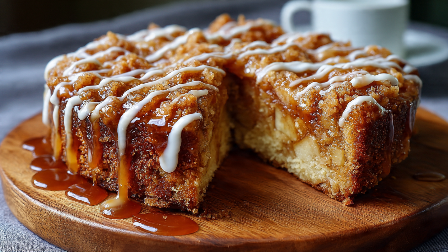 Simple Apple Crumb Cake with Cinnamon Apple Drizzle