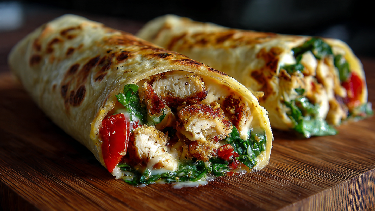 Cheesy Garlic Chicken Wraps