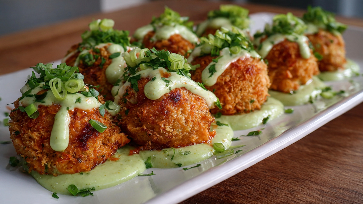 Salmon Balls with Creamy Avocado Sauce – A Fresh and Satisfying Bite Sized Meal